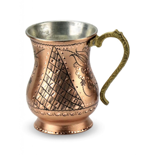 Copper Cup Decorated With Roses With Antique Design