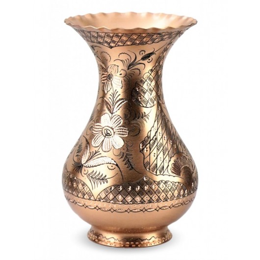 Vase Decorated Copper Vase In The Form Of Roses Antique Design