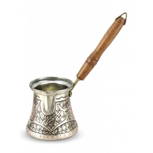 Cup/Dallah/Coffee Pot Made Of Copper And Silver With Flowers Engraving, Capacity Of 5 Cups
