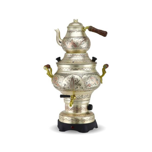 Rose Flower Silver Copper Samovar With Electric Thermostat
