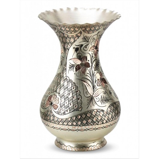 Decorative Silver Vase / Vase In The Form Of Roses