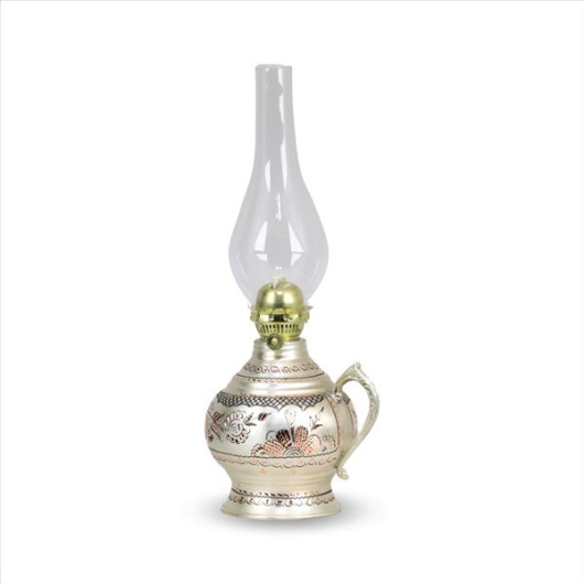 Rose Flower Silvery Chubby Embroidered Copper Gas Lamp