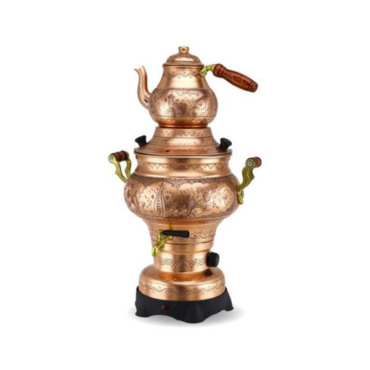 Rose Flower Matte Copper Samovar With Electric Thermostat