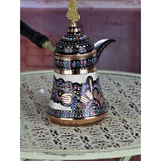 Copper Coffee Pot With Roses Pattern 500 Ml