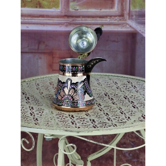 Copper Coffee Pot With Roses Pattern 500 Ml