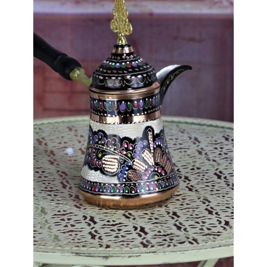 Copper Coffee Pot With Roses Pattern 650 Ml