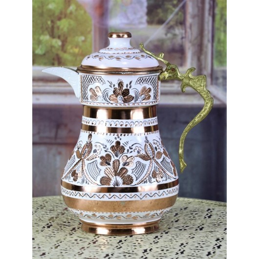 Rose Flower Royal Embroidered Copper Jug With Lid