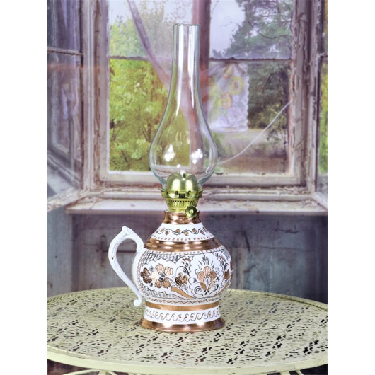 A Wide Copper Lamp / Lantern Embossed With Flowers In A Royal Style