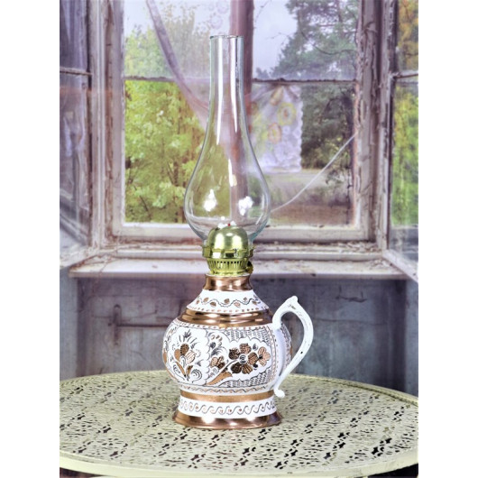 A Wide Copper Lamp / Lantern Embossed With Flowers In A Royal Style