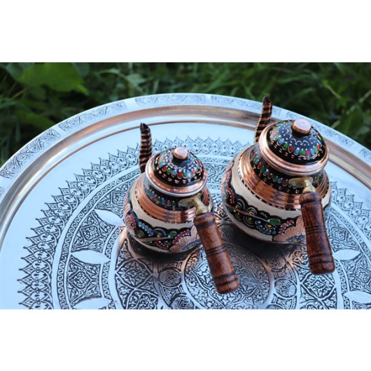 Gulçiçek Small Copper Teapot And Warmer With Heater