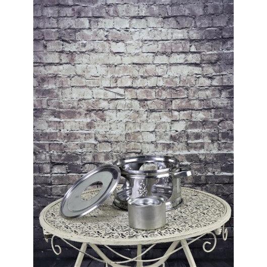 طقم اباريق شاي تركي من النحاس+ كوب/وعاء تسخين بتصميم عثماني من الكروم