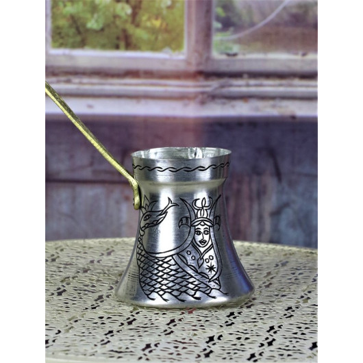 Embroidered Sahmaran Thick Copper Coffee Pot 450 Ml