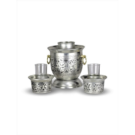 Tin-Plated Copper Beverage Cooler Set For Cups And Flasks