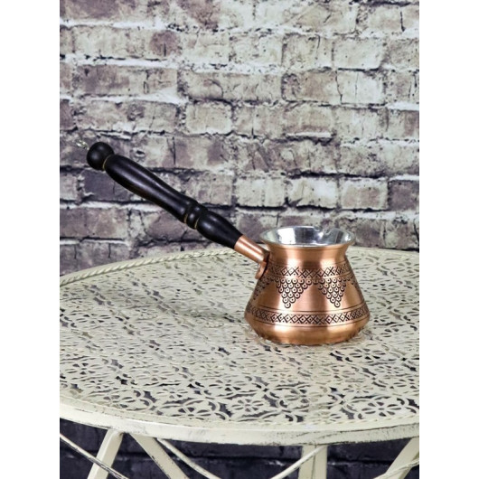 Thick Clumped Grape Embroidered Copper Coffee Pot 3 Cups