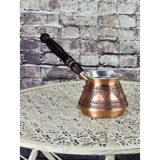 Thick Clumped Grape Embroidered Copper Coffee Pot 4 Cups