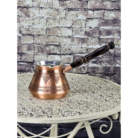 Thick Clumped Grape Embroidered Copper Coffee Pot 5 Cups