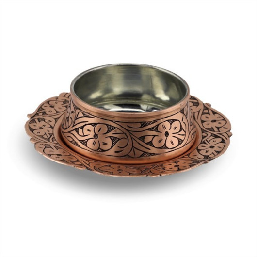 Copper Snack Breakfast Bowl With Cropped Plate