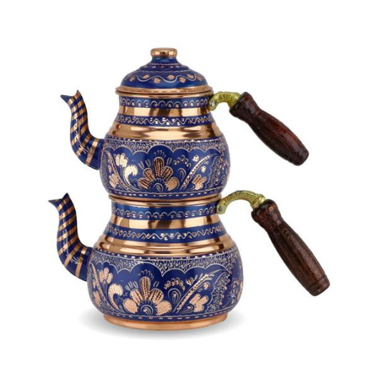 Medium Blue Copper Turkish Teapot 2.5L