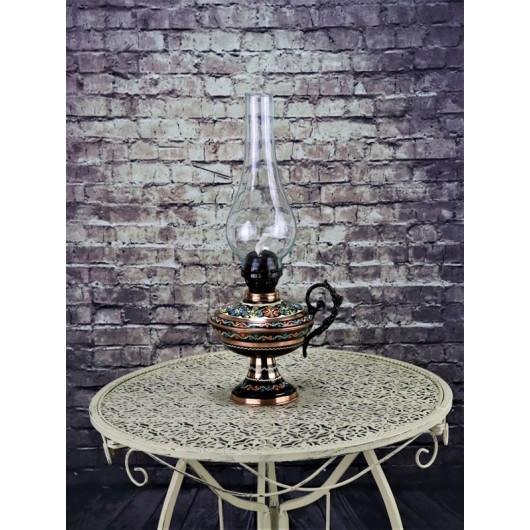 Brass Lamp / Lantern With A Base Engraved With Flowers