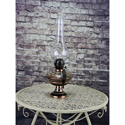 Brass Lamp / Lantern With A Base Engraved With Flowers