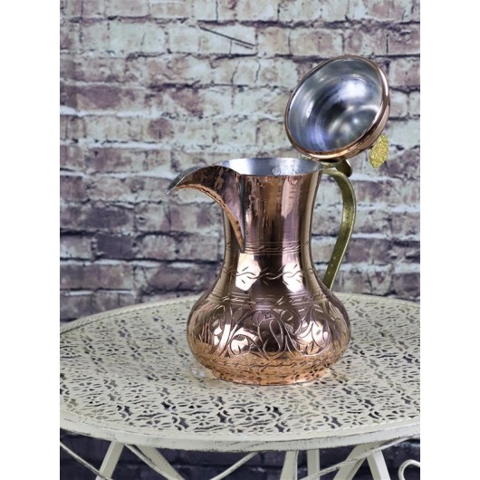 Mırra Large Size Copper Arabian Teapot Milk Pot 1,300 Ml