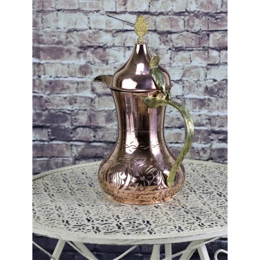 Mırra Large Size Copper Arabian Teapot Milk Pot 1,300 Ml