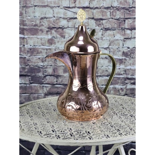 Mırra Large Size Copper Arabian Teapot Milk Pot 1,300 Ml