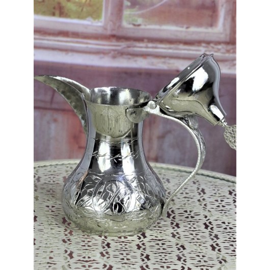 Medium Size Nickel Plated Copper Arabic Coffee Pot 700 Ml