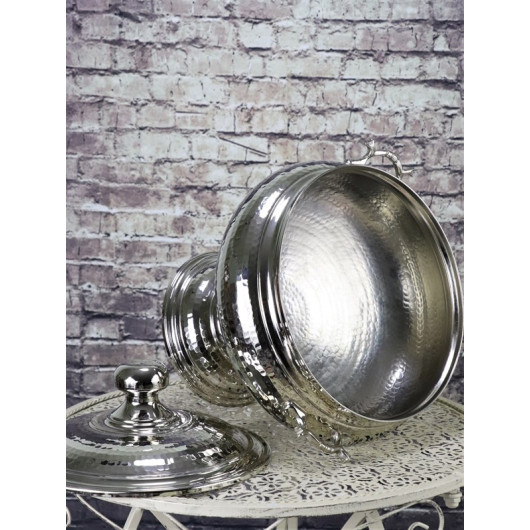 Hand-Hammered And Nickel Plated Copper Soup Pot