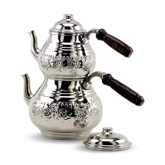 Nickel Plated Pressed Copper Teapot Set With A Total Capacity Of 2.8 Quarts