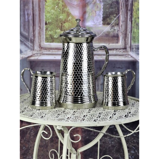 Honeycomb Chisel Nickel Copper Jug Set