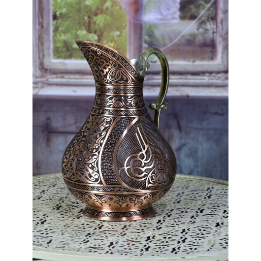 Tuğralı Tumbled Chisel Ottoman Copper Jug