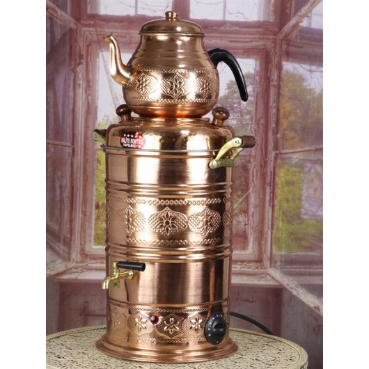 Teapot + Electric Copper Samovar With Thermostat (7 Liters)