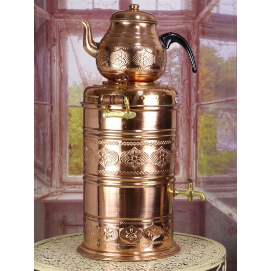 Teapot + Electric Copper Samovar With Thermostat (7 Liters)