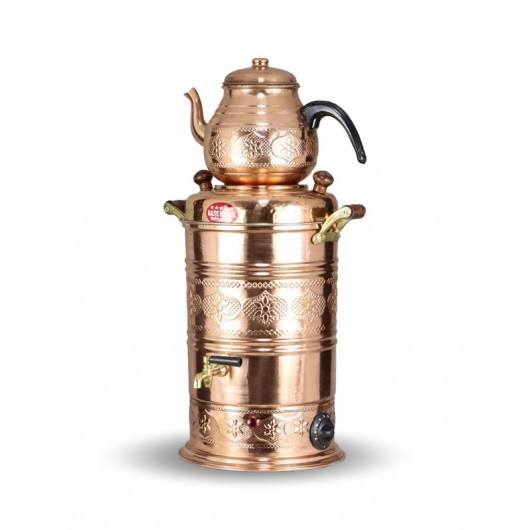 Teapot + Electric Copper Samovar With Thermostat (7 Liters)