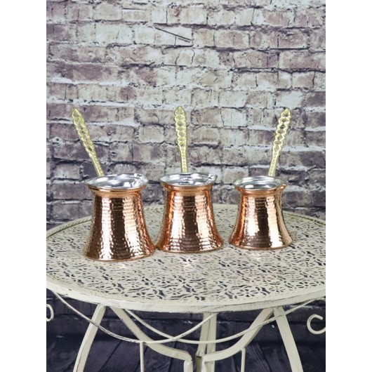 A Set Of 3 Copper Cup/Dallah/Coffee Pot With Different Capacities 3-4-5 Cups