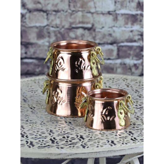 Small Copper Pots For Decoration, 3 Pieces