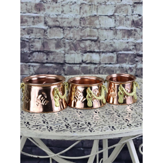 Small Copper Pots For Decoration, 3 Pieces
