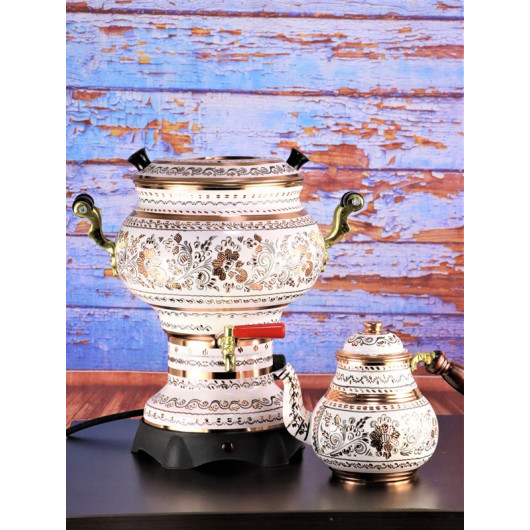 New Rose Flower Royal Topak Model Electric Copper Samovar