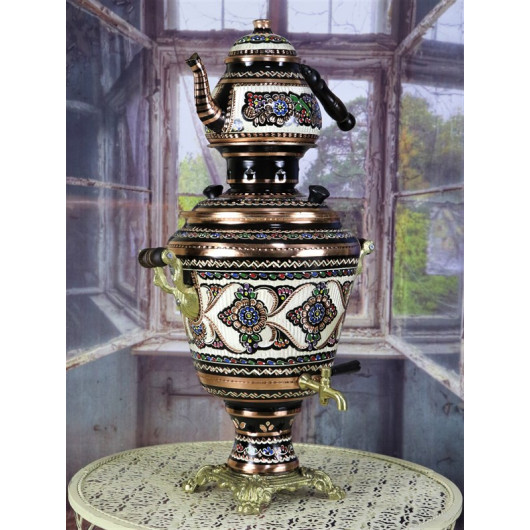 Teapot + Samovar Hammered Copper Charcoal 4 Liter