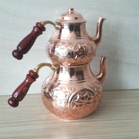 Star Embroidered Copper Teapot 2.5 Lt