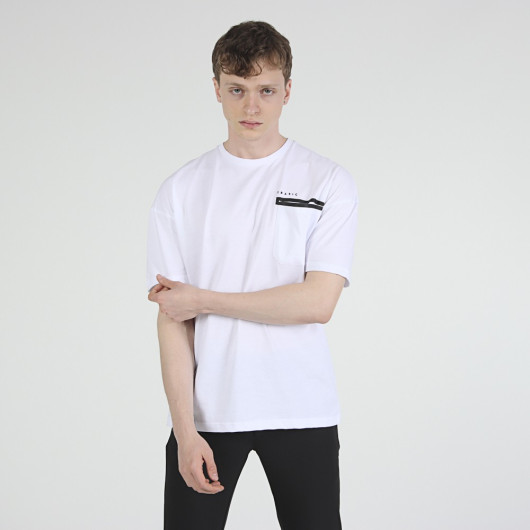 Men's Oversized Pocket T-Shirt - White Color