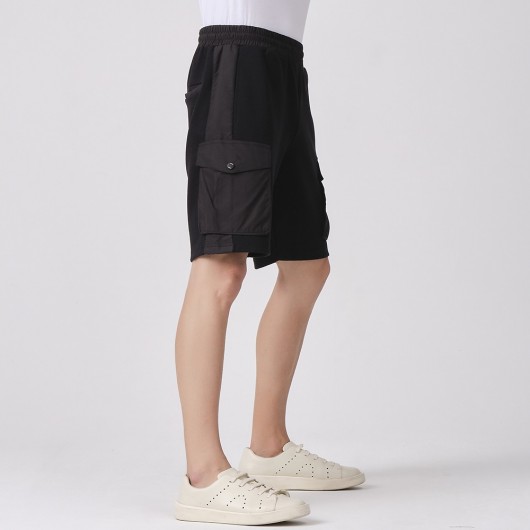 Men's Shorts In Combed Cotton With A Cargo Pocket - Black