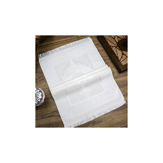 Bundle Cream Boxed Prayer Rug Qur'an Zikirmatik Brace Set 27*19*5 Cm