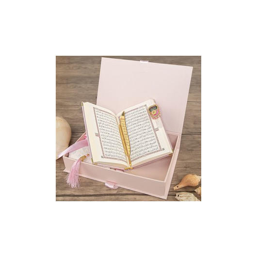 Dowery Set Pink Box And Prayer Rug Quran Zikirmatik Bracket 27*19*5 Cm
