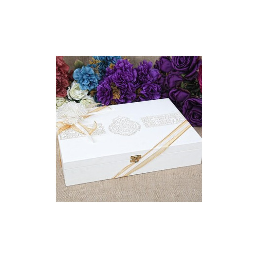 هدية صندوق خشبي بقرآن كريم ومسبحة كريستال ، شال ، اسانس - مسبحة الكترونية