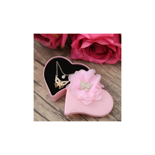 Gift Butterfly Necklace In Pink Box