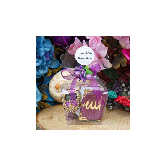 Gift Mini Quran & Luxury Stone Zikirmatik - Purple