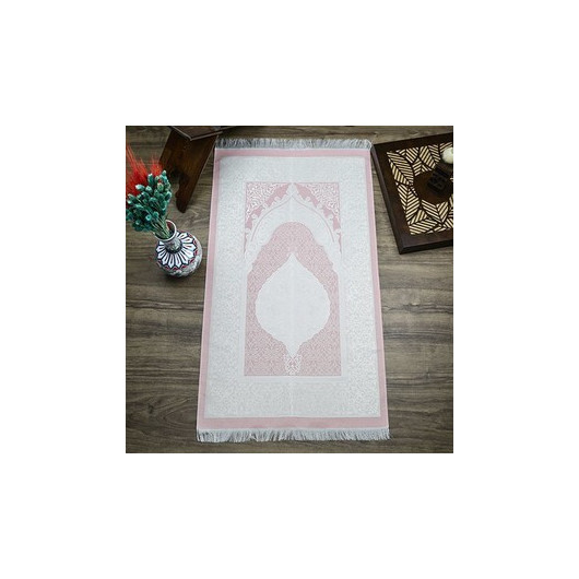 Prayer Rug And Pink Rosary Shawl With Gift Box