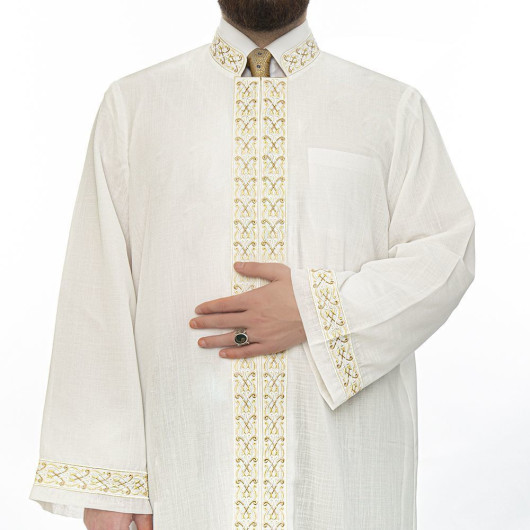 Luxurious Cream Embroidered Imam Robe